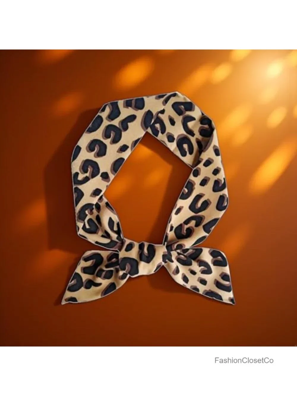 Leopard Print Skinny Scarf Neck Tie Hairband Purse Scarf Fashion Scarf